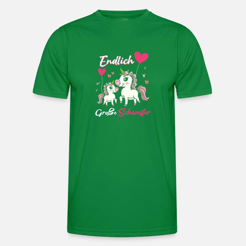 Endlich Große Schwester Einhorn Luftballon Männer Funktions-T-Shirt