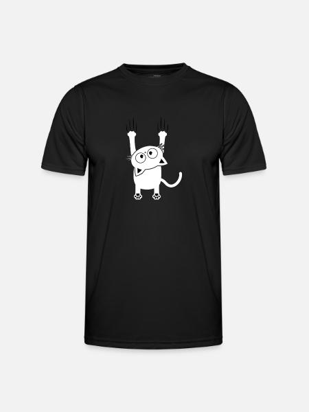 Cat falls scratch kitten - Men's Functional T-Shirt - black