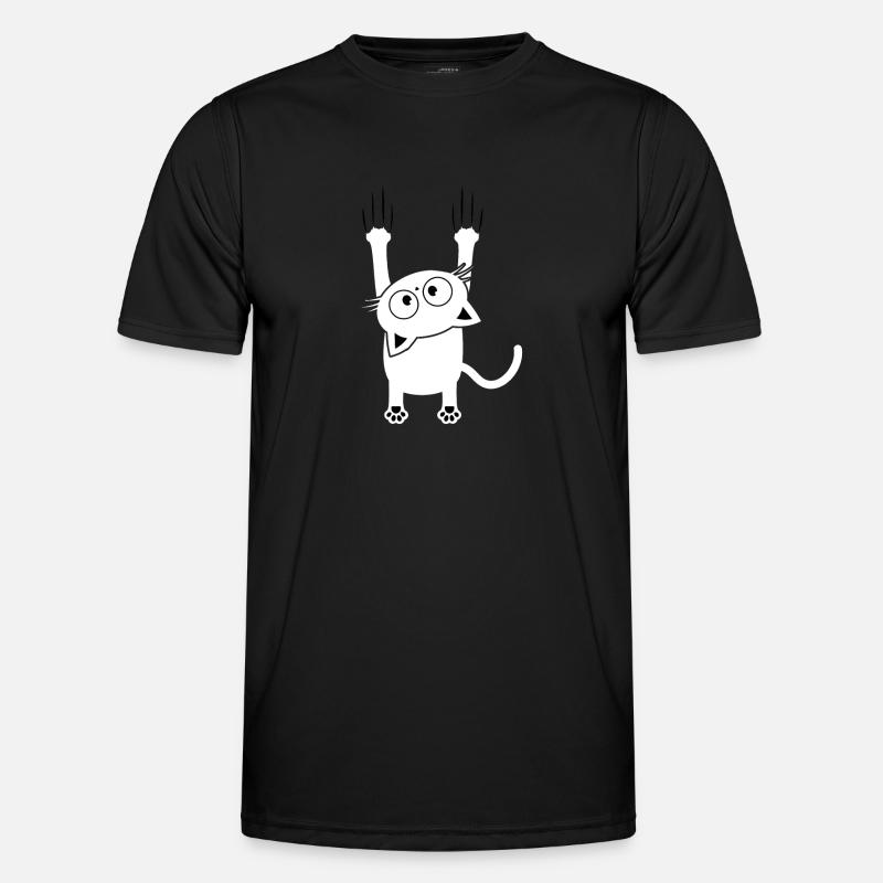 Cat falls scratch kitten - Men's Functional T-Shirt - black