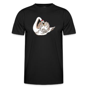 Cygne avec pull de Noël - T-shirt sport Homme - noir - Devant - AI Model Male 178 dark (178cm)