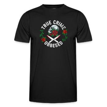 True Crime Obsessed - Men's Functional T-Shirt - black - Front - AI Model Male 178 dark (178cm)