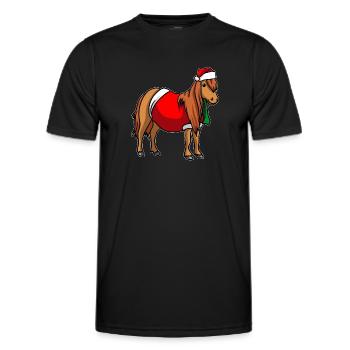 Pony with Christmas Sweater - Men's Functional T-Shirt - black - Front - AI Model Male 178 dark (178cm)