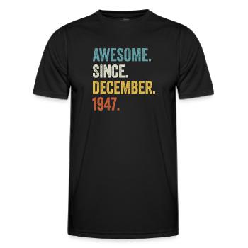 Génial depuis décembre 1947 75e anniversaire - T-shirt sport Homme - noir - Devant - AI Model Male 178 dark (178cm)