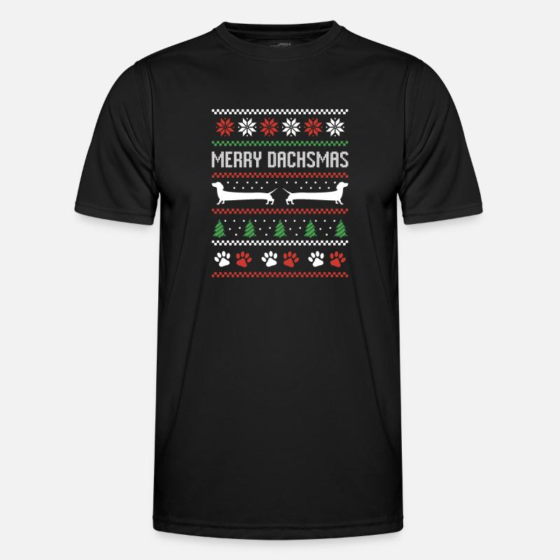 Dackel Wurst Hund Hässlicher Weihnachtspullover - Männer Funktions-T-Shirt - Schwarz
