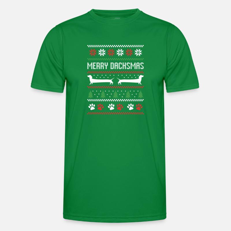Dackel Wurst Hund Hässlicher Weihnachtspullover Männer Funktions-T-Shirt