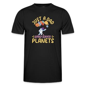 Just A Dad Who Loves Planets - Astronomy Daddy Ast - Men's Functional T-Shirt - black - Front - AI Model Male 178 dark (178cm)