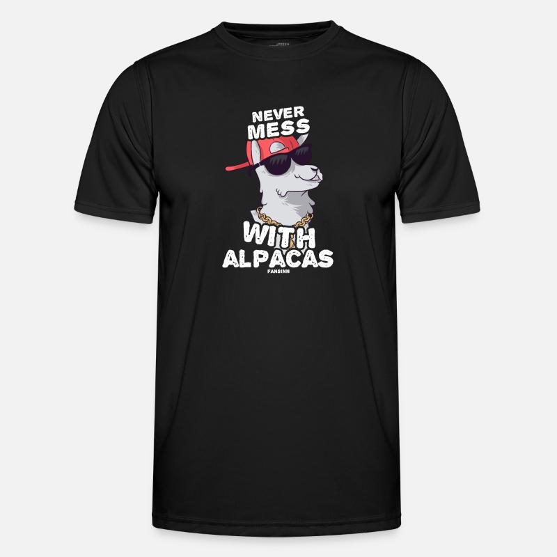 Never Mess With Alpacas - Männer Funktions-T-Shirt - Schwarz