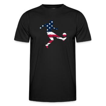 Soccer Player Silhouette American Flag Soccer Play - Männer Funktions-T-Shirt - Schwarz - Vorne - AI Model Male 178 dark (178cm)