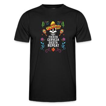 Fiesta Cerveza Siesta Repeat Beer Drinker - Men's Functional T-Shirt - black - Front - AI Model Male 178 dark (178cm)