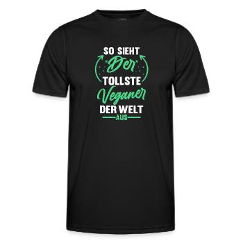 Fleischlos Vegan Pflanzlich Veganer - Männer Funktions-T-Shirt - Schwarz - Vorne - AI Model Male 178 dark (178cm)