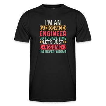 Ingénieur de l’espace Voyage dans l’espace - Je suis un ingénieur aérospatial - T-shirt sport Homme - noir - Devant - AI Model Male 178 dark (178cm)