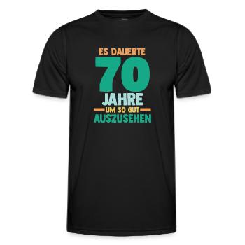Siebzig Siebzigster 70 Jahre Geburtstag - Männer Funktions-T-Shirt - Schwarz - Vorne - AI Model Male 178 dark (178cm)