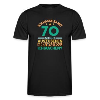 Siebzig Siebzigster 70 Jahre Geburtstag - Männer Funktions-T-Shirt - Schwarz - Vorne - AI Model Male 178 dark (178cm)