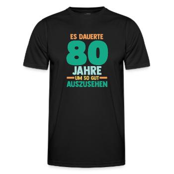 Achtzig Achtzigster 80 Jahre Geburtstag - Männer Funktions-T-Shirt - Schwarz - Vorne - AI Model Male 178 dark (178cm)