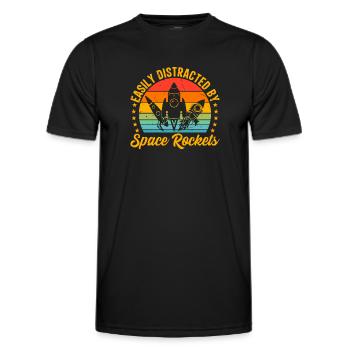 Easily Distracted By Space Rockets Space Travel Ro - Men's Functional T-Shirt - black - Front - AI Model Male 178 dark (178cm)