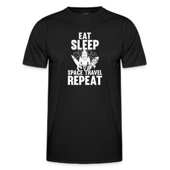 Eat Sleep Space Travel Repeat - Space Rocket Ship - Men's Functional T-Shirt - black - Front - AI Model Male 178 dark (178cm)