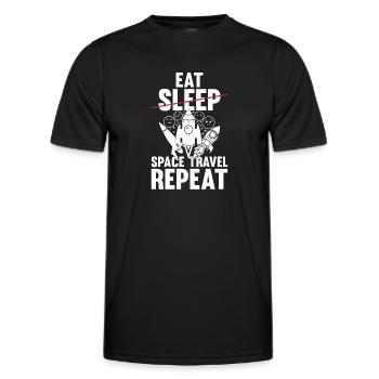 Space Rocket Ship Planets - Eat Sleep Space Travel - Men's Functional T-Shirt - black - Front - AI Model Male 178 dark (178cm)