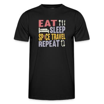 Eat Sleep Space Travel Repeat - Funny Space Rocket - Men's Functional T-Shirt - black - Front - AI Model Male 178 dark (178cm)