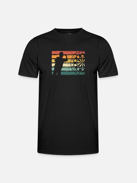 Dartmann on a retro dartboard - Men's Functional T-Shirt - black