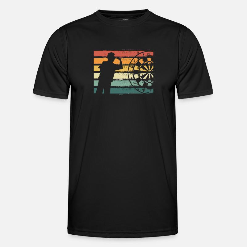 Dartmann on a retro dartboard - Men's Functional T-Shirt - black