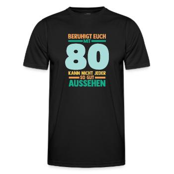 Achtzig 80 Jahre Achtzigster Geburtstag - Männer Funktions-T-Shirt - Schwarz - Vorne - AI Model Male 178 dark (178cm)