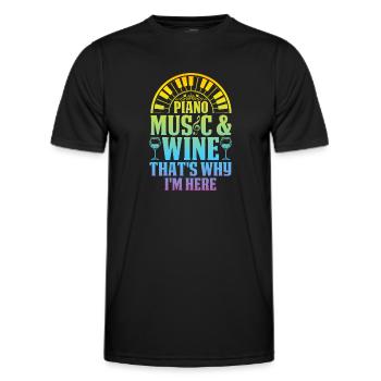 Piano Music & Wine That's Why I'm Here - Piano Pia - Men's Functional T-Shirt - black - Front - AI Model Male 178 dark (178cm)