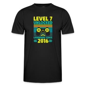 Level 7 Unlocked 2016 Zocken 7. Geburtstag Gamer - Männer Funktions-T-Shirt - Schwarz - Vorne - AI Model Male 178 dark (178cm)
