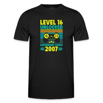 Level 16 Unlocked 2007 Zocken 16. Geburtstag Gamer - Männer Funktions-T-Shirt - Schwarz - Vorne - AI Model Male 178 dark (178cm)