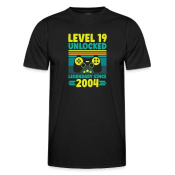 Level 19 Unlocked 2004 Zocken 19. Geburtstag Gamer - Männer Funktions-T-Shirt - Schwarz - Vorne - AI Model Male 178 dark (178cm)