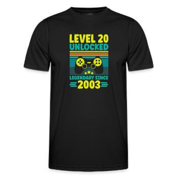 Level 20 Unlocked 2003 Zocken 20. Geburtstag Gamer - Männer Funktions-T-Shirt - Schwarz - Vorne - AI Model Male 178 dark (178cm)
