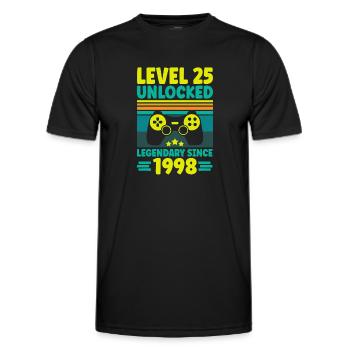 Level 25 Unlocked 1998 Zocken 25. Geburtstag Gamer - Männer Funktions-T-Shirt - Schwarz - Vorne - AI Model Male 178 dark (178cm)