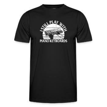 Je joue toujours avec des claviers de piano - clavier de piano - T-shirt sport Homme - noir - Devant - AI Model Male 178 dark (178cm)