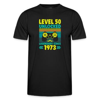 Level 50 Unlocked 1973 50th Birthday Gamer Gaming - Men's Functional T-Shirt - black - Front - AI Model Male 178 dark (178cm)