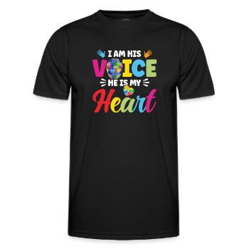 Je suis sa voix, il est mon cœur - T-shirt sport Homme - noir - Devant - AI Model Male 178 dark (178cm)