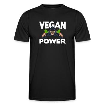 Puissance végétalienne - T-shirt sport Homme - noir - Devant - AI Model Male 178 dark (178cm)