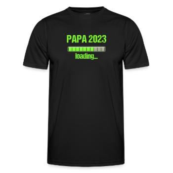 Papa 2023 Loading Vaterschaft Vater Werden Dad - Männer Funktions-T-Shirt - Schwarz - Vorne - AI Model Male 178 dark (178cm)