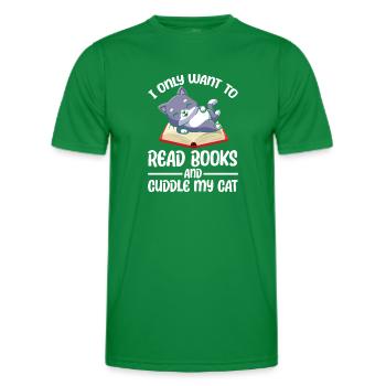 I Only Want To Read Books And Cuddle My Cat - Men's Functional T-Shirt - kelly green - Front - AI Model Male 178 dark (178cm)