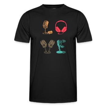 Podcast Host Podcaster Podcast LOVE Podcast Lover - Men's Functional T-Shirt - black - Front - AI Model Male 178 dark (178cm)