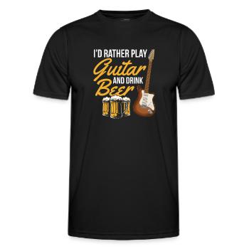 Je préfère jouer de la guitare et boire de la bière - Bass Guita - T-shirt sport Homme - noir - Devant - AI Model Male 178 dark (178cm)