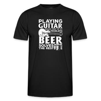Jouer de la guitare résout la plupart de mes problèmes - Guitare - T-shirt sport Homme - noir - Devant - AI Model Male 178 dark (178cm)