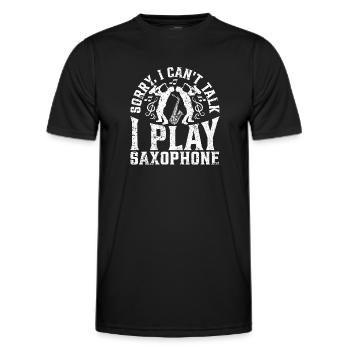 Sorry, I Can't Talk I Play Saxophone - Saxophonist - Men's Functional T-Shirt - black - Front - AI Model Male 178 dark (178cm)