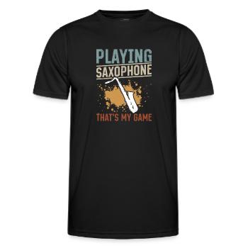 Playing Saxophone That's My Game - Saxophonist Mus - Männer Funktions-T-Shirt - Schwarz - Vorne - AI Model Male 178 dark (178cm)