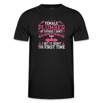 Plumbing Plumber Female Female - Men's Functional T-Shirt - black - Front - AI Model Male 178 dark (178cm)