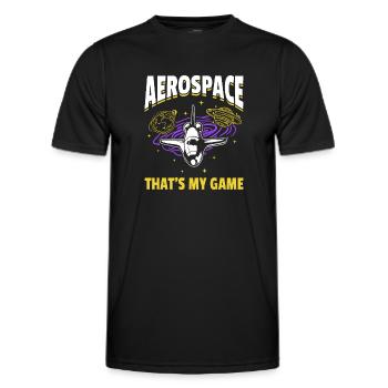 Aerospace That's My Game - Space Travel Space Ship - Men's Functional T-Shirt - black - Front - AI Model Male 178 dark (178cm)