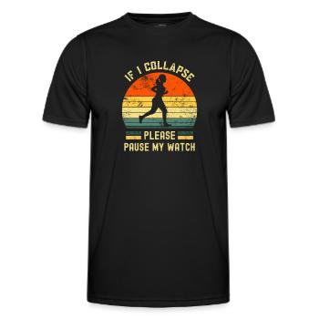 Si je m’effondre, veuillez mettre ma montre en pause en cours d’exécution rétro - T-shirt sport Homme - noir - Devant - AI Model Male 178 dark (178cm)