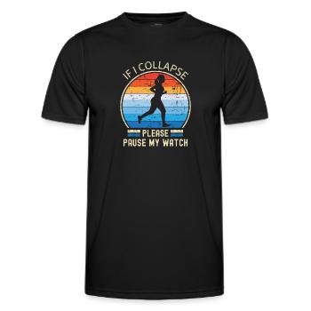 Si je m’effondre s’il vous plaît mettre en pause ma montre les femmes en train de courir - T-shirt sport Homme - noir - Devant - AI Model Male 178 dark (178cm)
