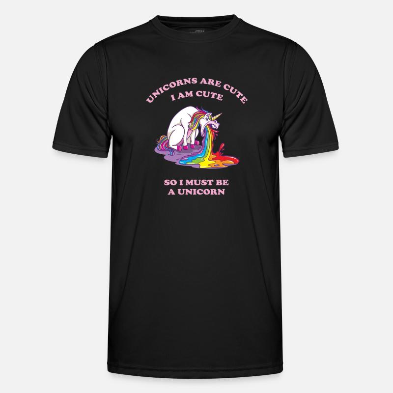 kotzendes Einhorn mit Regenbogen - Männer Funktions-T-Shirt - Schwarz