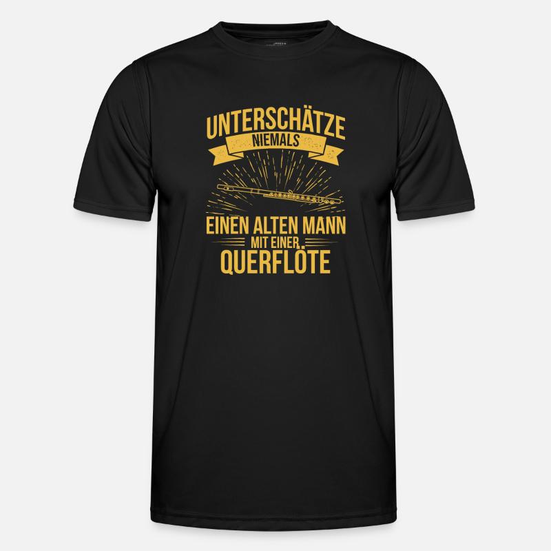 Querflöte Querflötenspieler Querflötist - Männer Funktions-T-Shirt - Schwarz