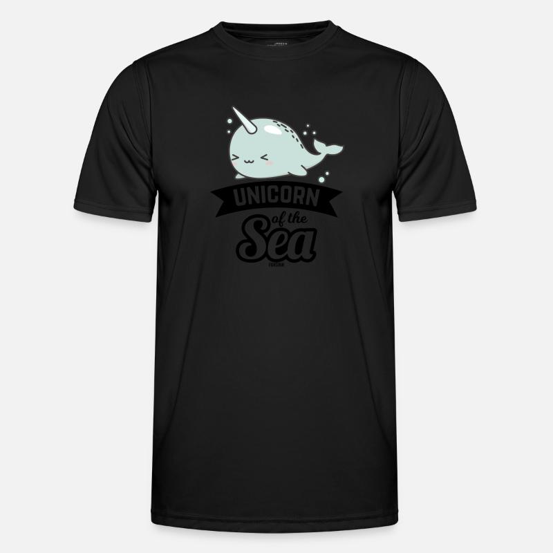Narwal als Einhorn mit Stoßzahn Männer Funktions-T-Shirt