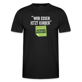 Wir Essen Jetzt Kinder Satzzeichen Retten Leben - Männer Funktions-T-Shirt - Schwarz - Vorne - AI Model Male 178 dark (178cm)